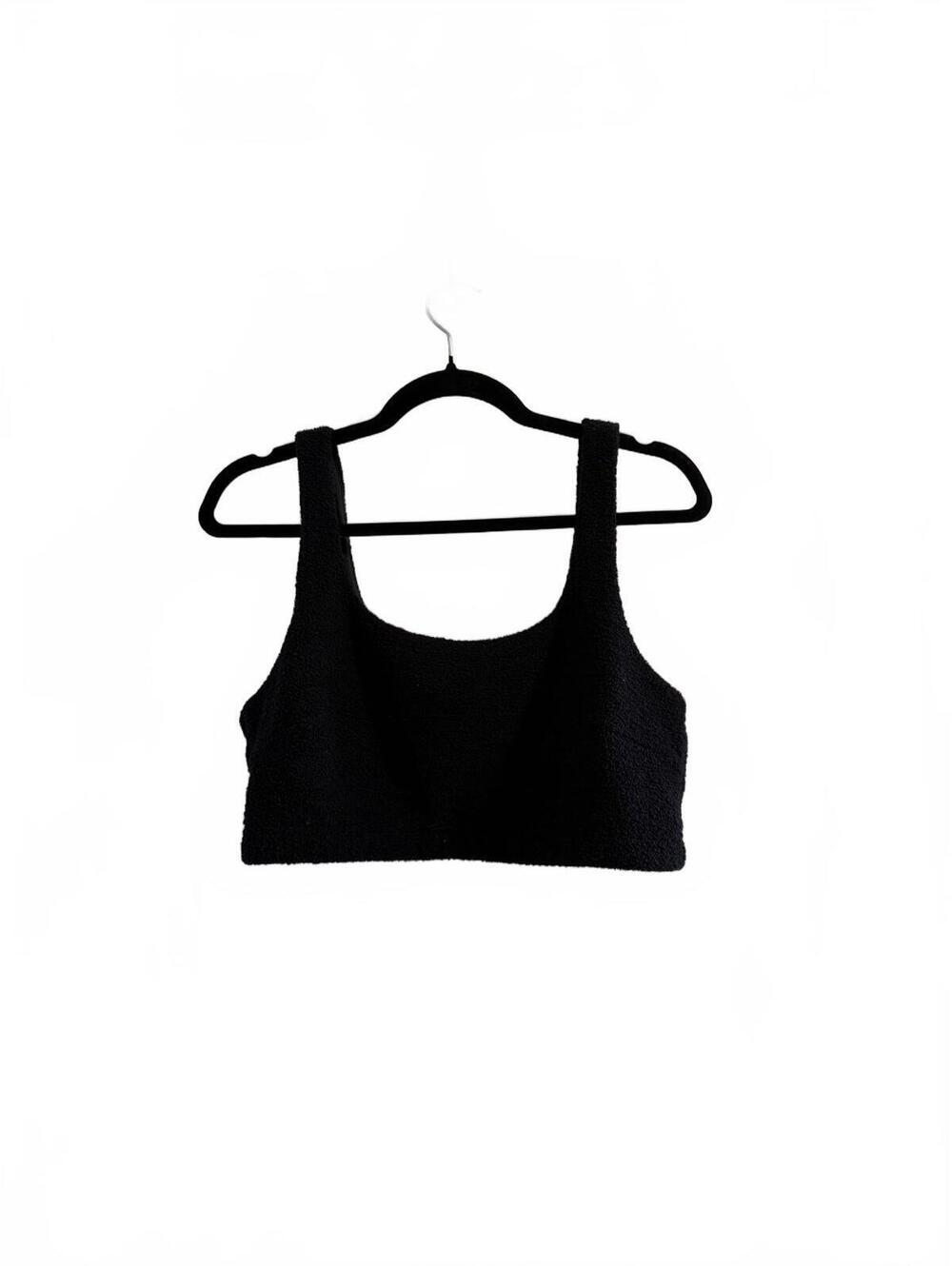 Yitty Black Terry Cloth Crop Tank Top Women’s XL Soft Lounge Bralette